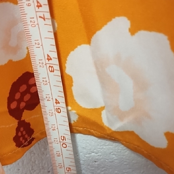 Orange and White Border Print Empire Waist Cool Loose Dress V-neck Pockets - Picture 4 of 16